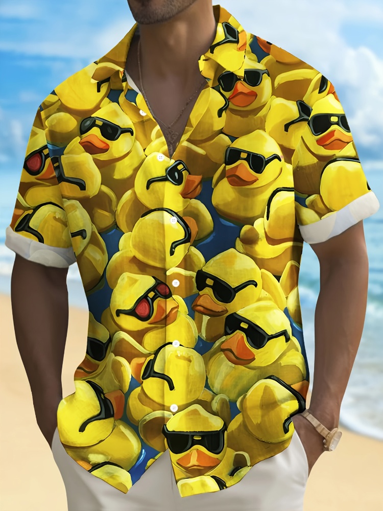 Summer Duck Clothing - هاواي الرجال قميص الصيف ليتل الأصفر