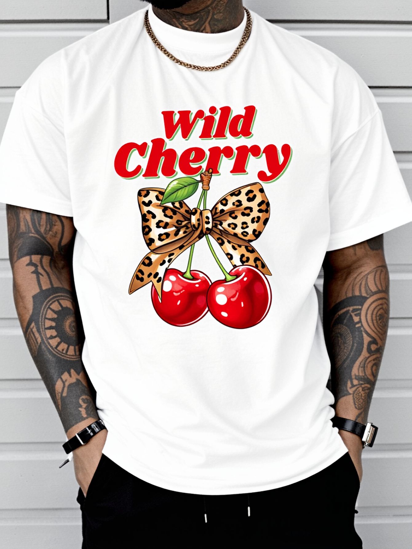 Summer Vibes Clothing Men - تي شيرت Cherry Lover Leopard Coquette