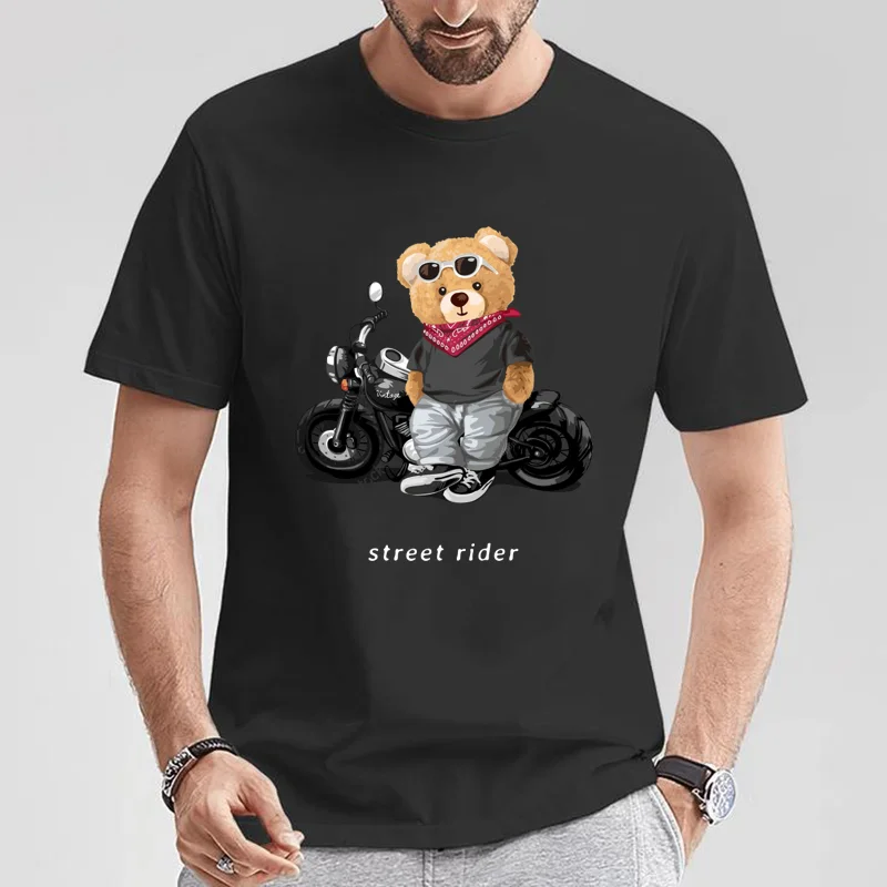 Summer Clothing Motorcycle - تيدي للرجال تي شيرت مطبوع بأكمام
