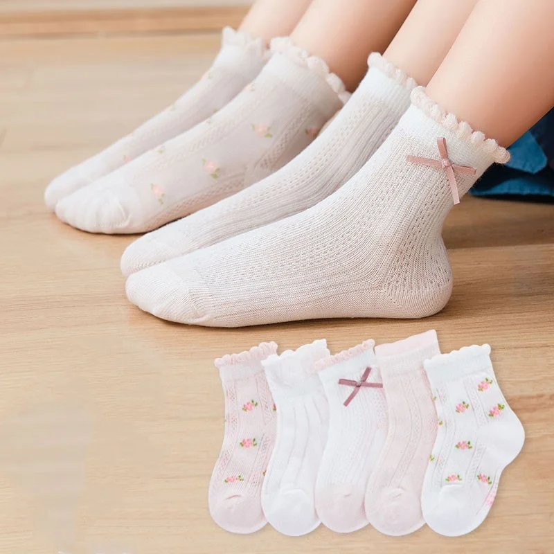 Summer Clothing Baby Girl - جوارب أطفال 5 أزواج/مجموعة، جوارب قطنية