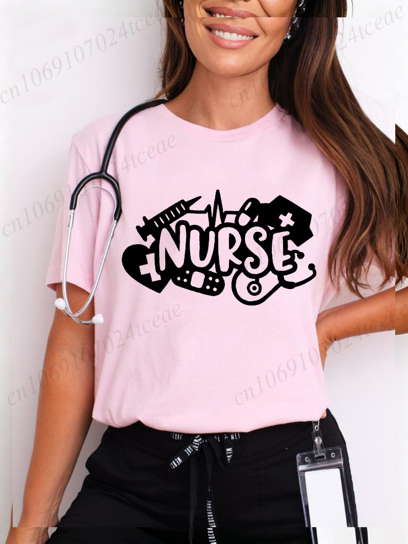 Summer Loving Clothing - تي شيرت نسائي بطبعة Love Nurse