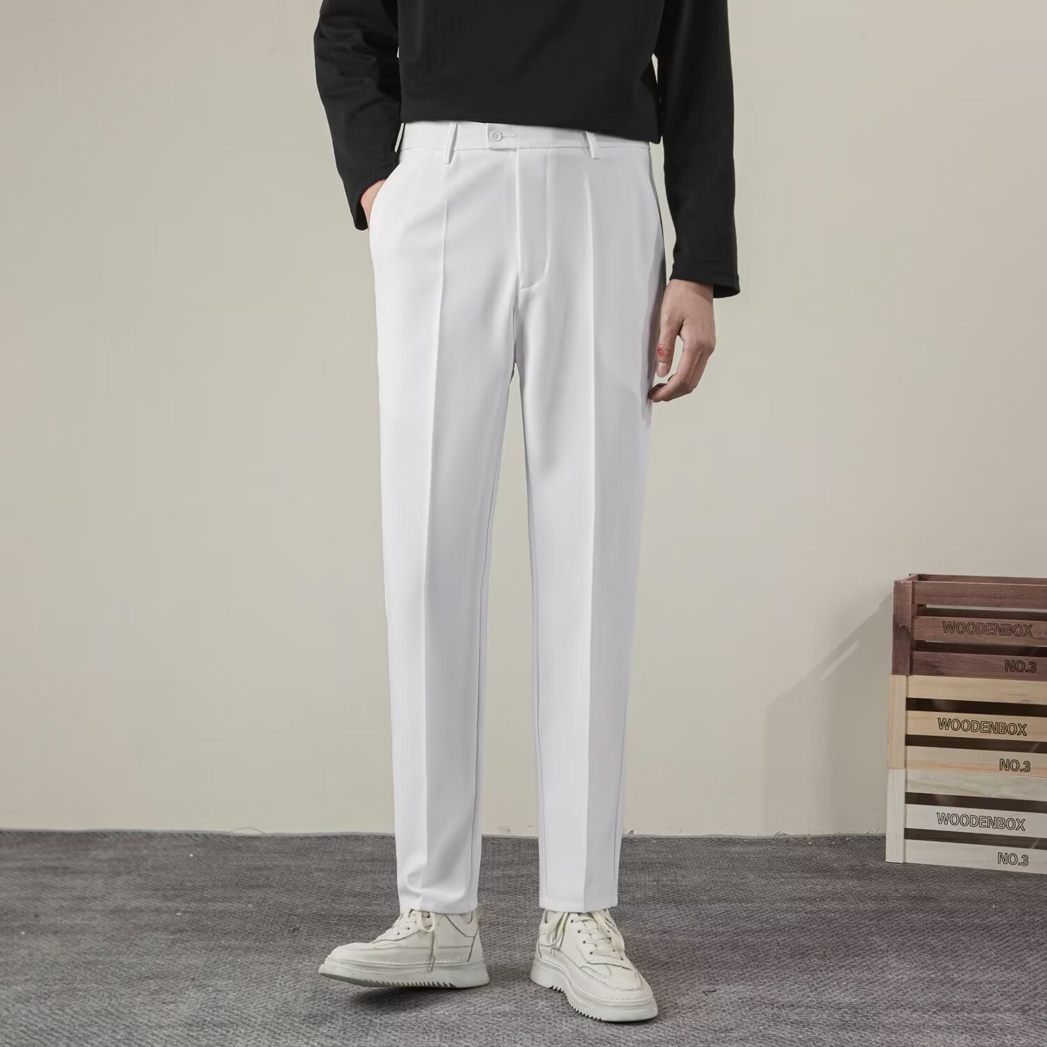 Summer Clothing Brands Men - الصيف الرجال بلون مستقيم سراويل تقليدية