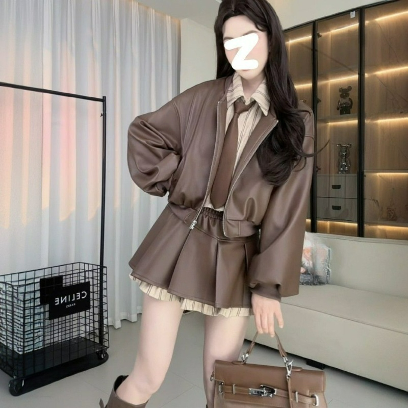 سترة جلدية بتصميم قطعتين مزيفت - مراجعة Summer Clothing For Girls وسعره