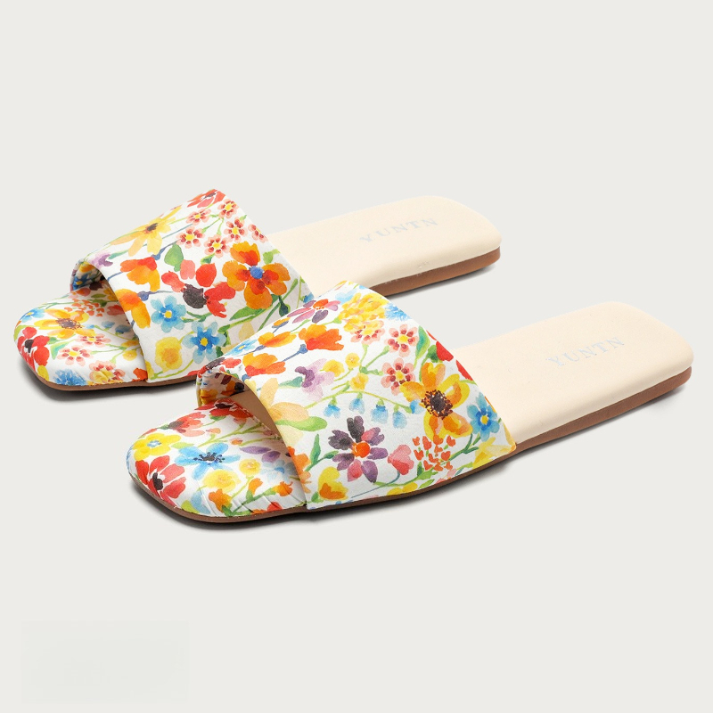 شباشب نسائية مسطحة مطبوعة ملون - مراجعة Summer Cloth وسعره