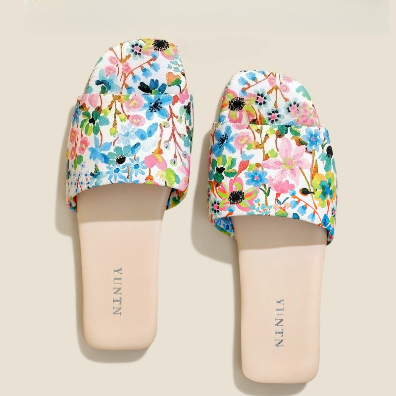 شباشب نسائية مسطحة مطبوعة ملون - مراجعة Summer Cloth وسعره