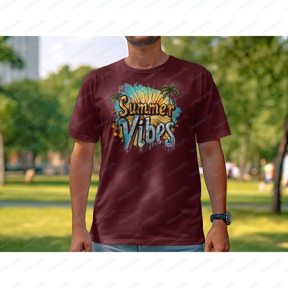 تي شيرت صيفي للجنسين بطباعة أش - مراجعة Summer Vibes Clothing Men وسعره