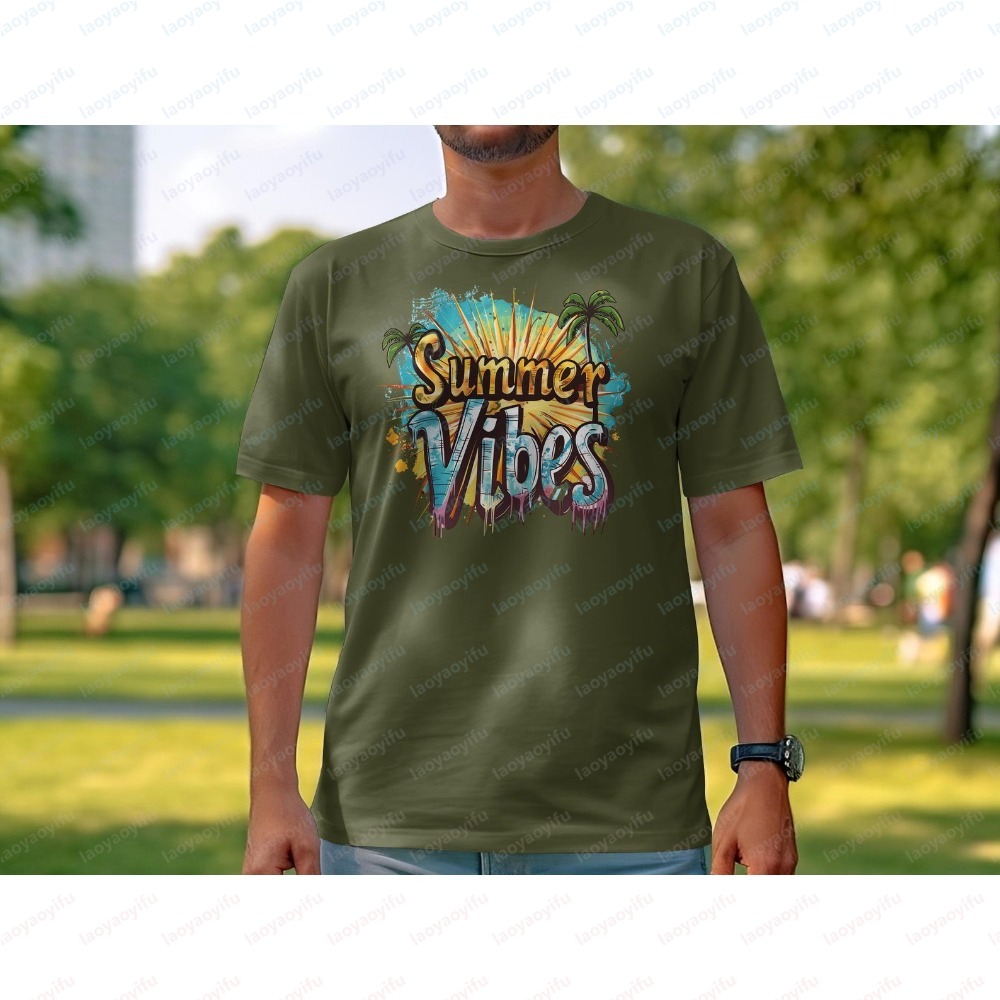 تي شيرت صيفي للجنسين بطباعة أش - مراجعة Summer Vibes Clothing Men وسعره