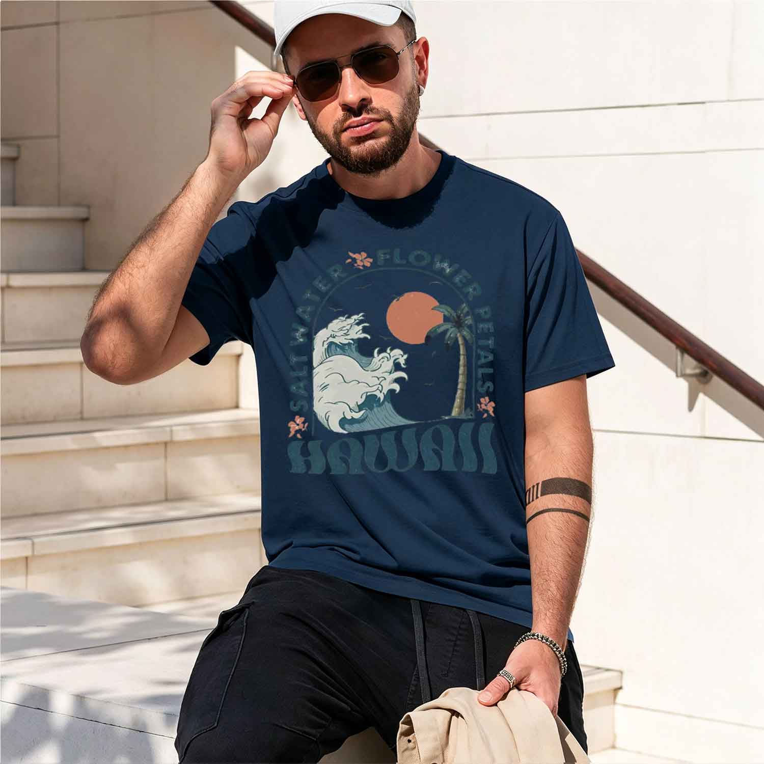 تي شيرت هاواي للرجال والنساء،  - مراجعة Summer Vibes Clothing Men وسعره